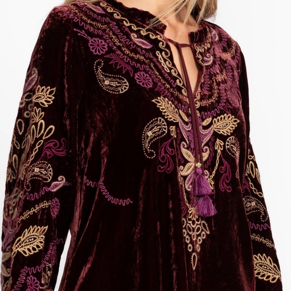 Johnny Was heavily embroidered velvet Shira Velvet Field Blouse NWT - Picture 3 of 10